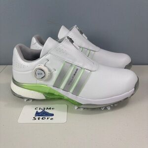 Adidas Tour360 24 BOA Golf Shoes White Silver Metallic Green IF0264 Women's Sz 8
